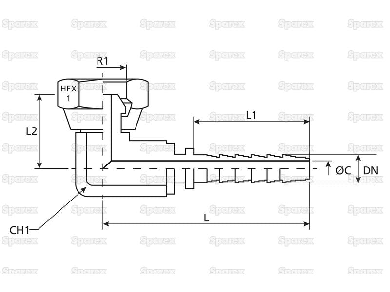 Dicsa BSP 60° Racord 3/4'' x 3/4'' Rosca Fêmea 90° Compact Swivel (S.26543)