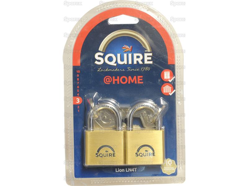 Squire Solid Brass Lion Range Padlock - Brass, Largura da estrutura em: 39.5mm (Classificação de segurança: 3) (S.26760)