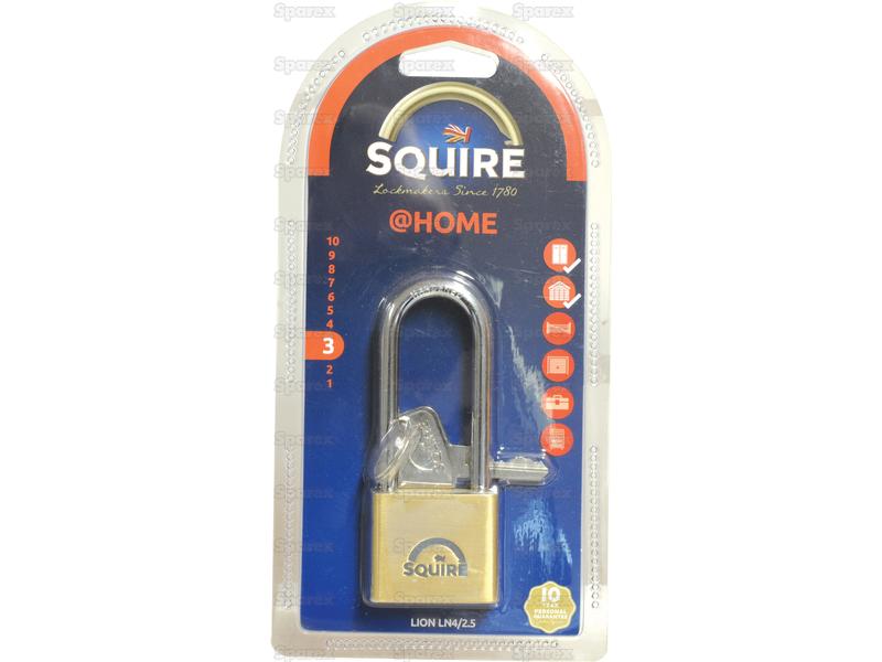 Squire Solid Brass Lion Range Padlock - Brass, Largura da estrutura em: 14mm (Classificação de segurança: 3) (S.26761)