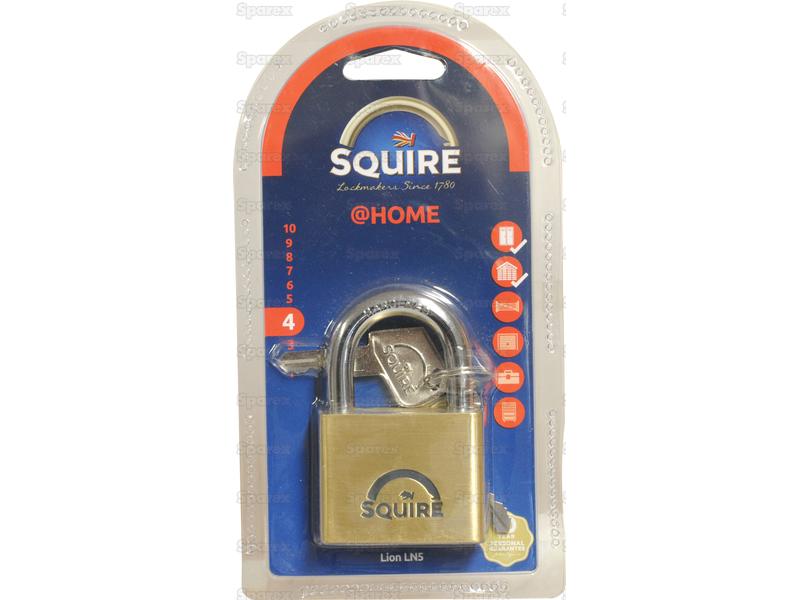 Squire Solid Brass Lion Range Padlock - Brass, Largura da estrutura em: 51mm (Classificação de segurança: 4) (S.26762)