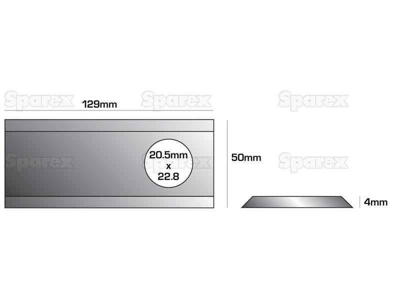 Faca - Lamina conica - 128 x 50x 4mm - Orifício Ø 20.5mm - Esq./Dir. - Acessorios para Taarup (S.27600)