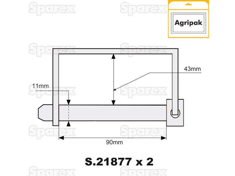 Cavilha Ø11mm x 90mm (2 un Agripak) (S.27618)