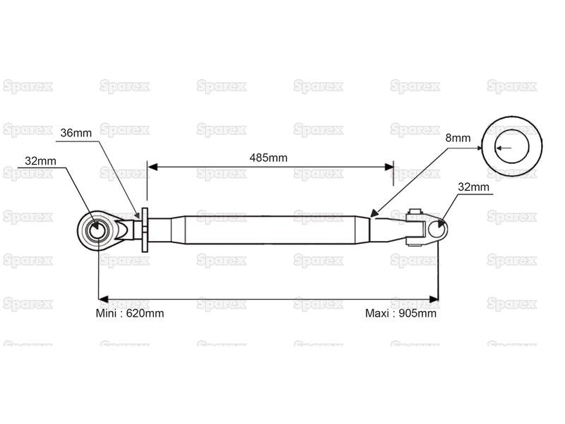 3º ponto (Cat.3/3) Comprimento minimo 620mm (S.28208)