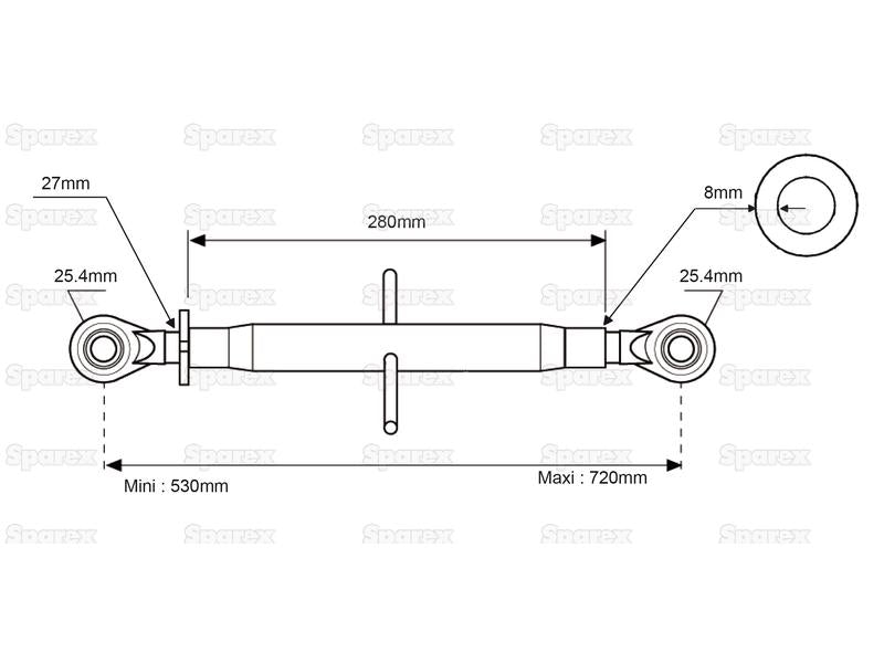 3º ponto (Cat.2/2) Comprimento minimo 530mm (S.28781)