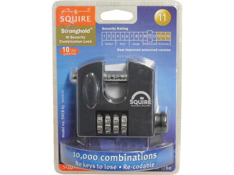 Squire Recodable Stronghold Padlock - Brass, Largura da estrutura em: 65mm (Classificação de segurança: 6) (S.28868)