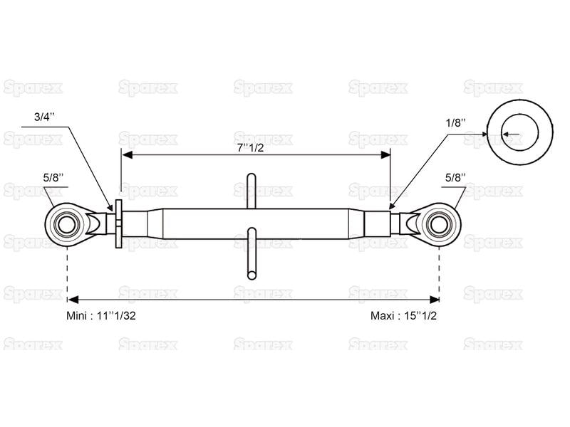 3º ponto (Cat.0/0) Olhal and Olhal, 3/4'', Comprimento minimo: 280mm. (S.28887)