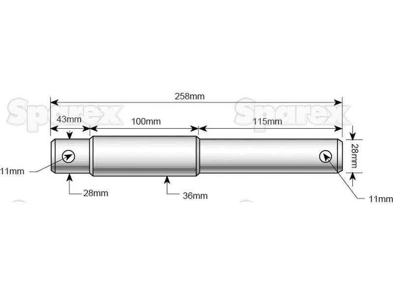 Munhao - Categoria dupla 28 - 36x258mm, Tamanho da rosca Tamanho da rosca 2/3 (S.29235)