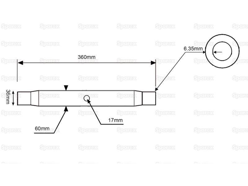 Tubo de 3º ponto - M36x3 Métrica - 360mm (S.29321)