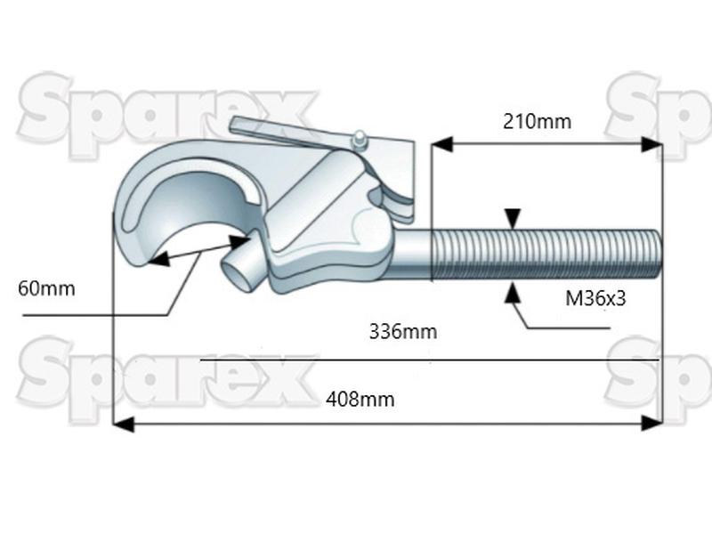 Gancho 3º ponto - Cat. 3, Tamanho da rosca: M36x3 - Direito (S.29327)