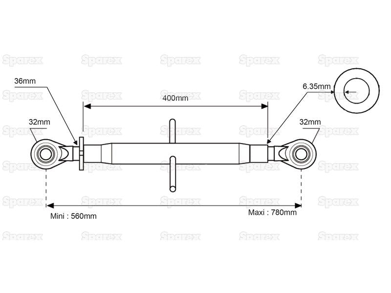 3º ponto (Cat.3/3) Comprimento minimo 560mm (S.29578)