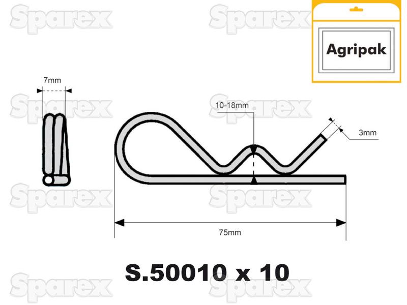 Cavilha R dupla Ø3mm x 75mm (S.30260)