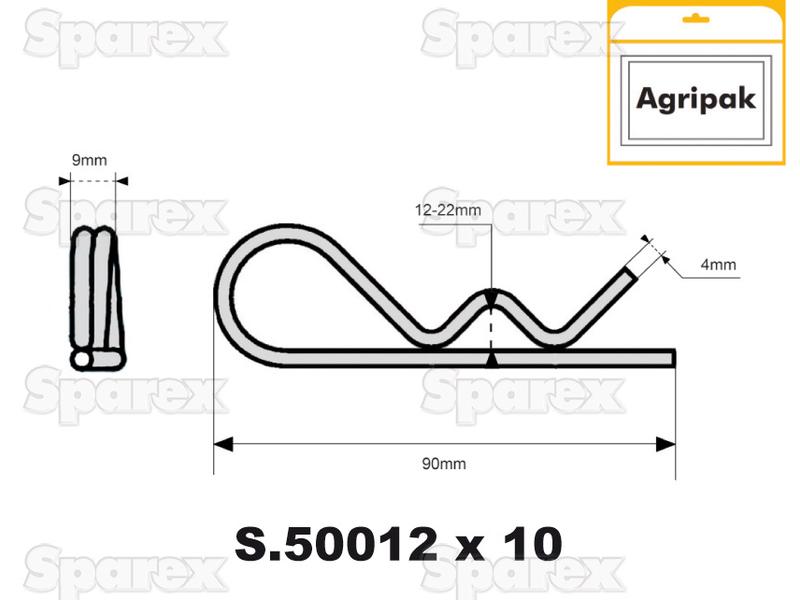 Cavilha R dupla Ø4mm x 95mm (S.30261)