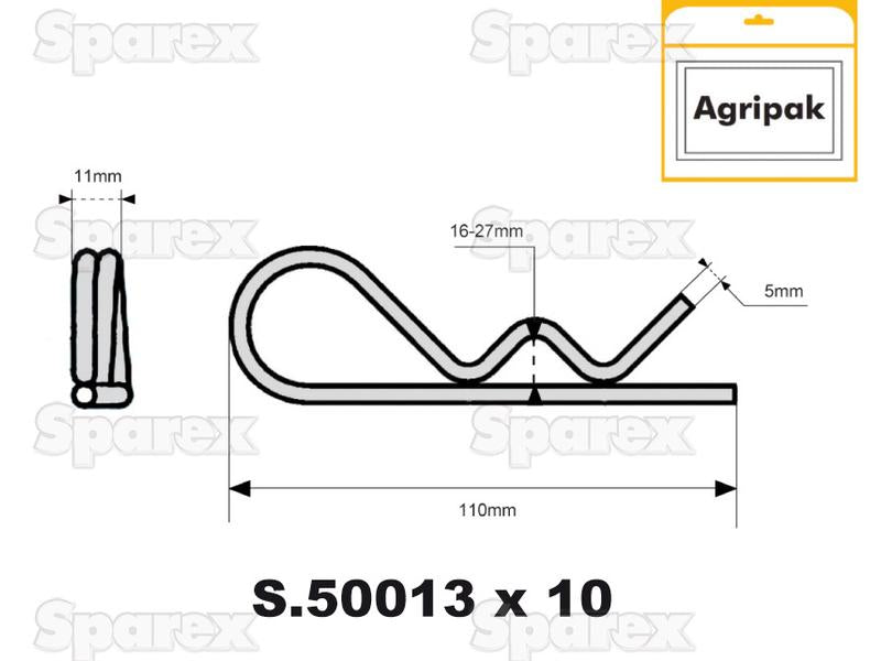 Cavilha R dupla Ø5mm x 110mm (S.30262)