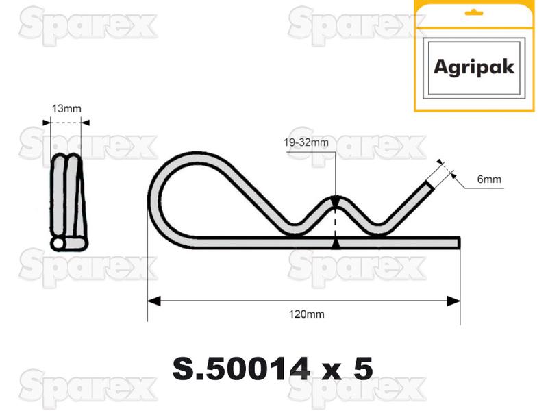 Cavilha R dupla Ø6mm x 140mm (S.30263)