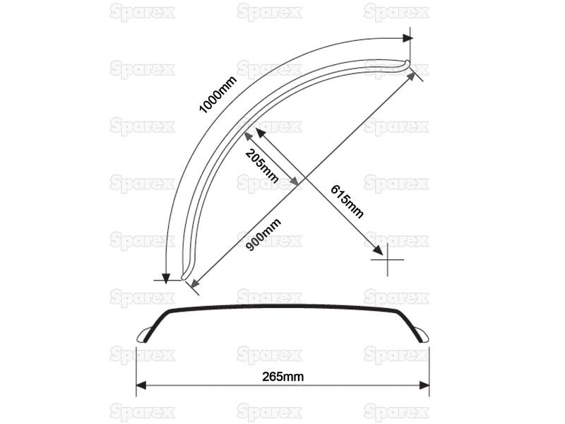 Guarda lamas, Comprimento: 1000mm, Largura: 265mm. (S.31513)