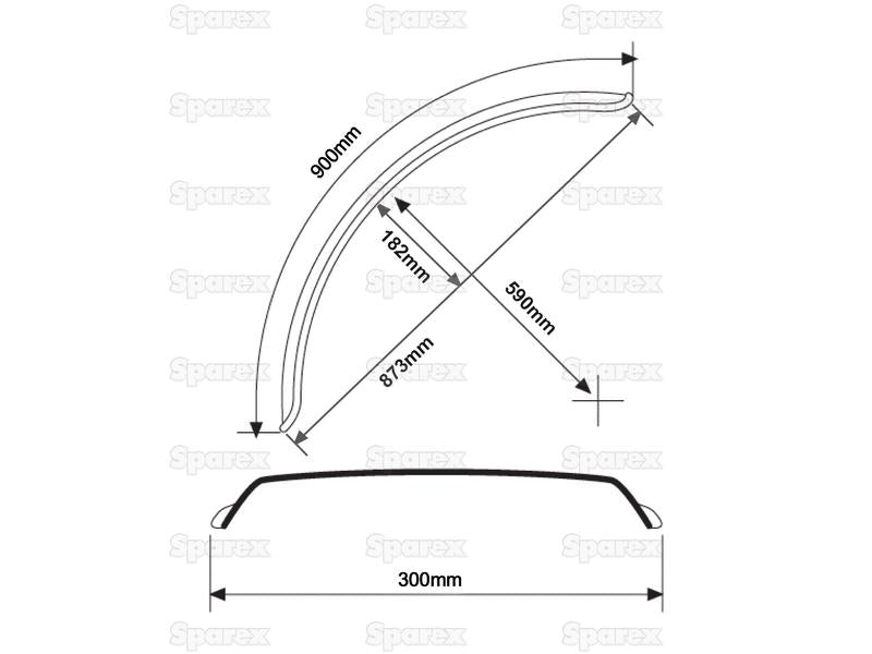 Guarda lamas, Comprimento: 900mm, Largura: 300mm. (S.31514)