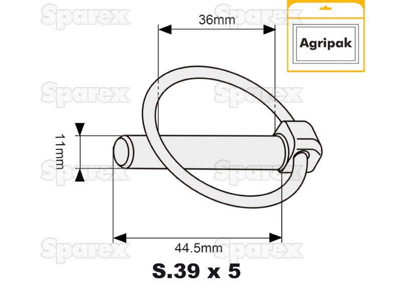 Cavilha de mola Ø11mm x 44.5mm (5 un Agripak) (S.3222)