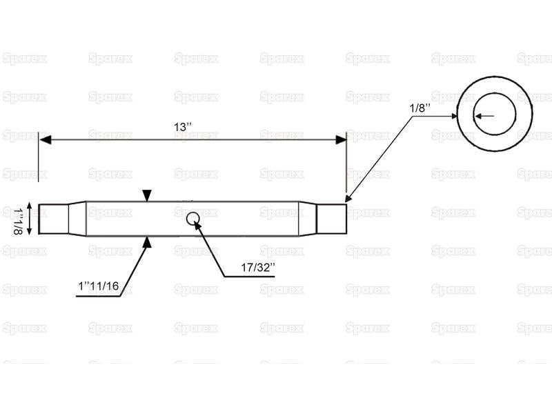 Tubo de 3º ponto - 1 1/8'' UNC - 330mm (S.323)