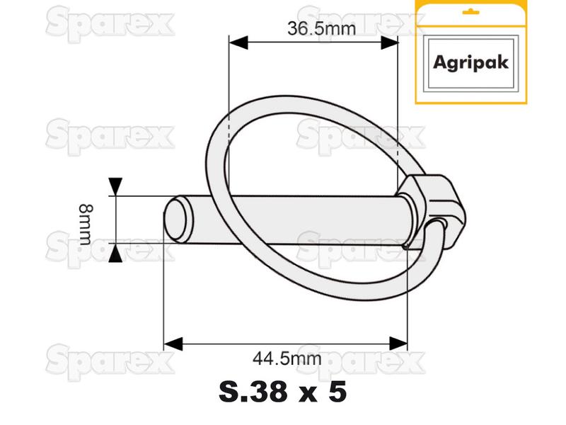 Cavilha de mola Ø8mm x 44.5mm (5 un Agripak) (S.3248)