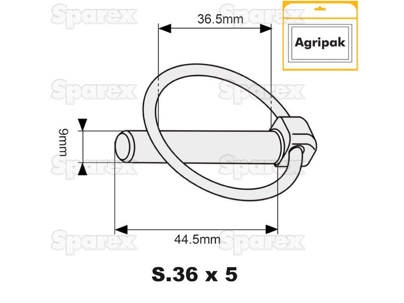 Cavilha de mola Ø9mm x 44.5mm (5 un Agripak) (S.3269)