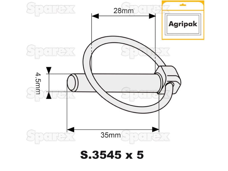 Cavilha de mola Ø4.5mm x 35mm (5 un Agripak) (S.3288)