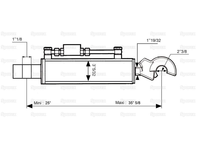 3ºs Pontos Hidraulicos (Cat.-/3) e Q.R CBM Gancho, Diametro interno Cilindro: 80mm, Comprimento minimo : 635mm. (S.32931)