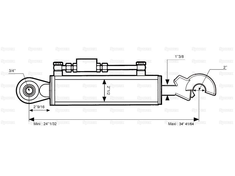 3ºs Pontos Hidraulicos (Cat.1/2) Olhal e Q.R CBM Gancho, Diametro interno Cilindro: 63mm, Comprimento minimo : 610mm. (S.331031)