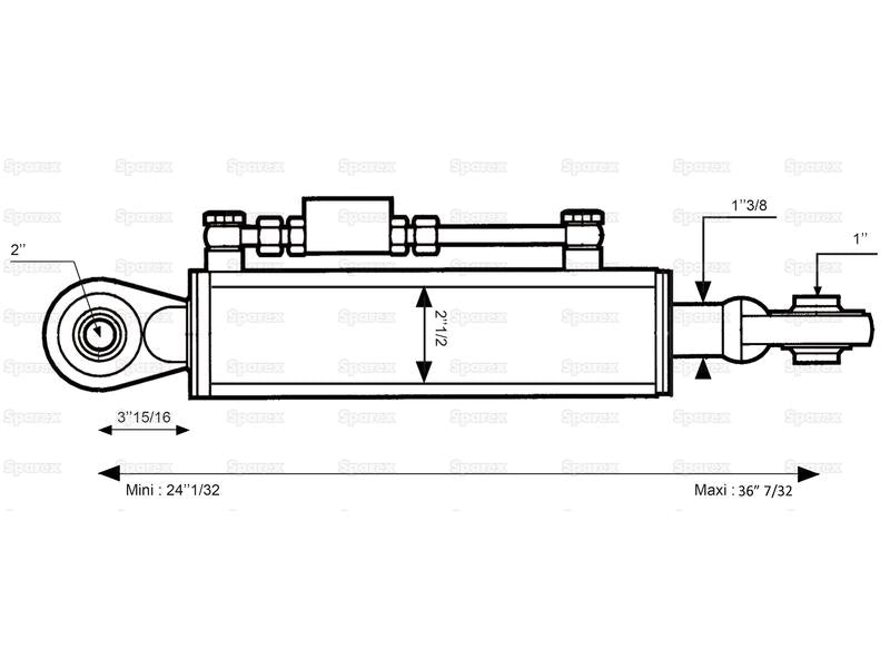 3ºs Pontos Hidraulicos (Cat.1/2) Olhal e Olhal, Diametro interno Cilindro: 63mm, Comprimento minimo : 610mm. (S.331041)