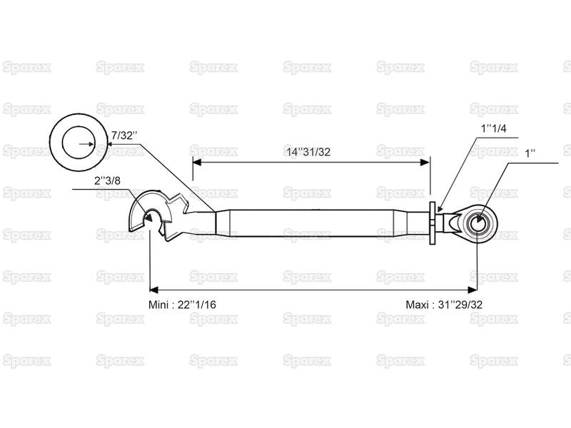 3º ponto (Cat.2/3) Comprimento minimo 560mm (S.33106)