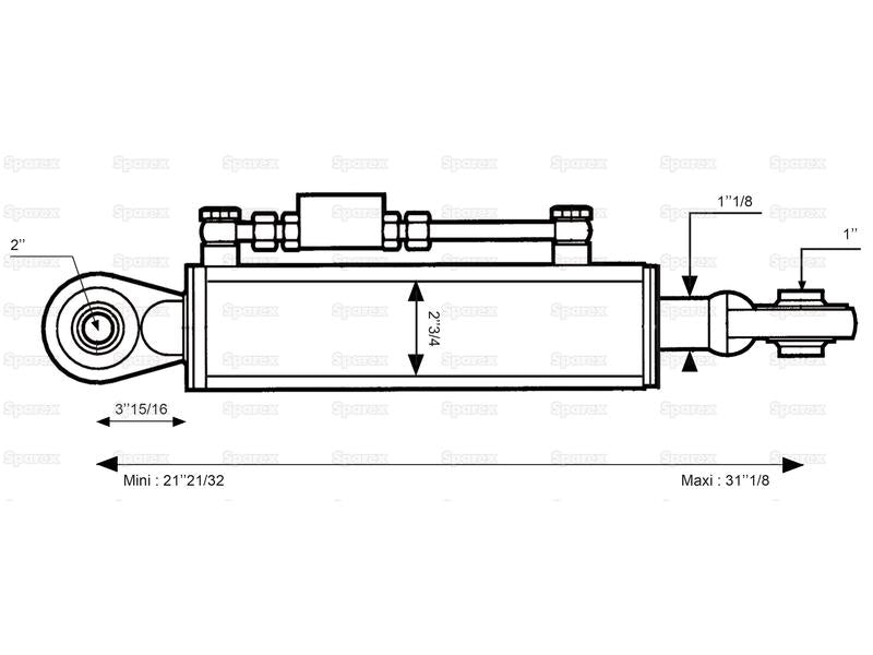 3ºs Pontos Hidraulicos (Cat.1/2) Olhal e Olhal, Diametro interno Cilindro: 70mm, Comprimento minimo : 550mm. (S.331081)