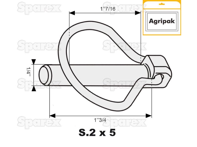 Cavilha mola tipo Pêra Ø6mm x 44.5mm (5 un Agripak) (S.3314)