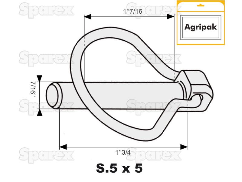 Cavilha mola tipo Pêra Ø10.5mm x 44.5mm (5 un Agripak) (S.3323)