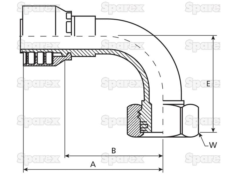 Parker Métrica Racord 3/8'' x M16 x 1.50 Fêmea 90° Swept Swivel Light Series (S.3331606)