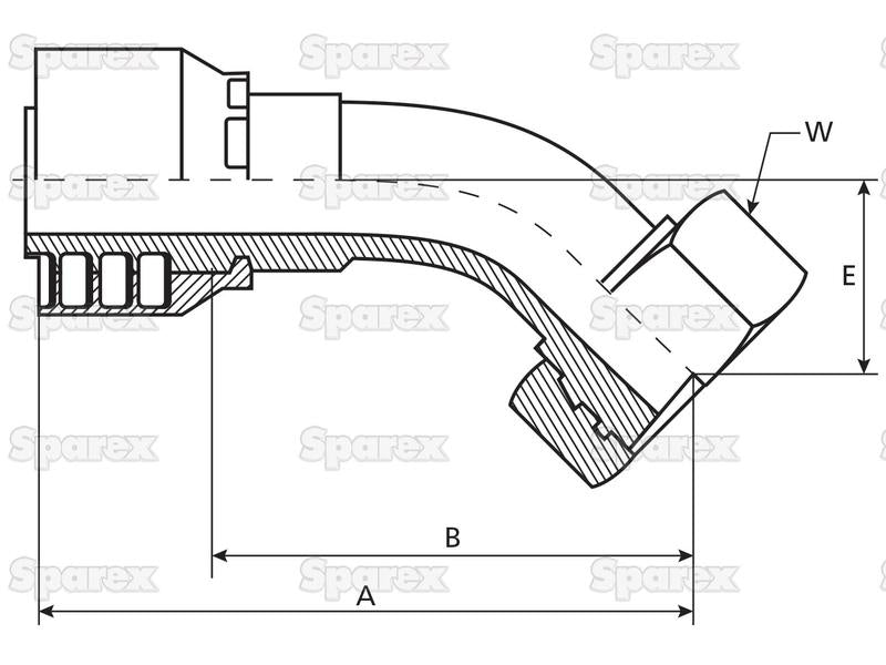 Parker Métrica Racord 1/4'' x M14 x 1.50 Fêmea 135° Swept Swivel Light Series (S.3341404)