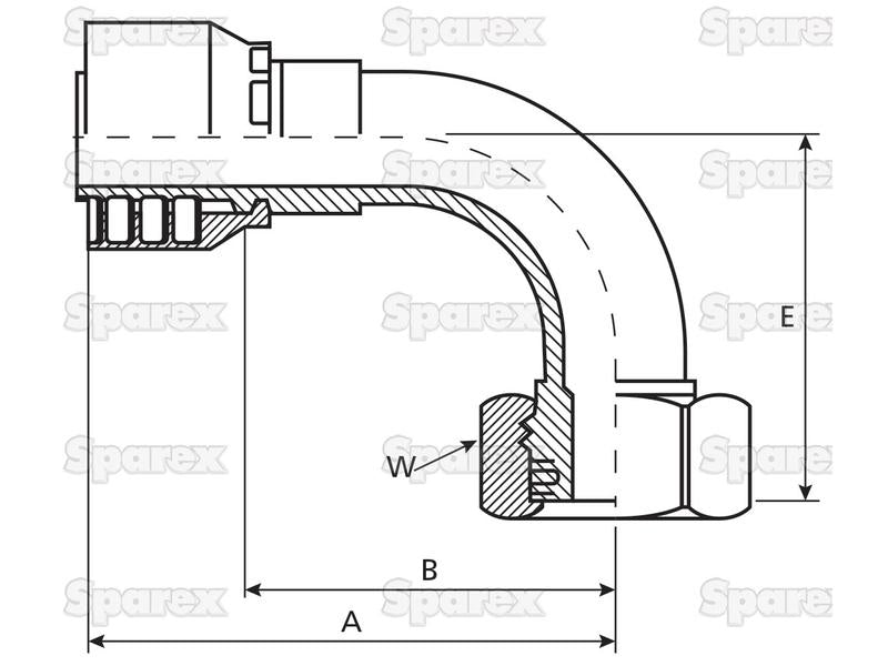 Parker Métrica Racord 1/4'' x M14 x 1.50 Fêmea 90° Swept Swivel Heavy Series (S.3431404)