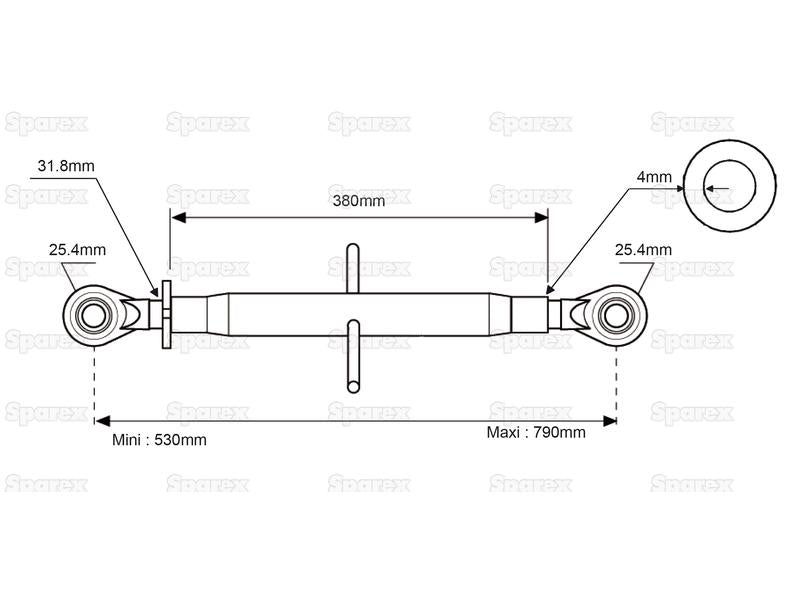 3º ponto (Cat.2/2) Comprimento minimo 530mm (S.3473)