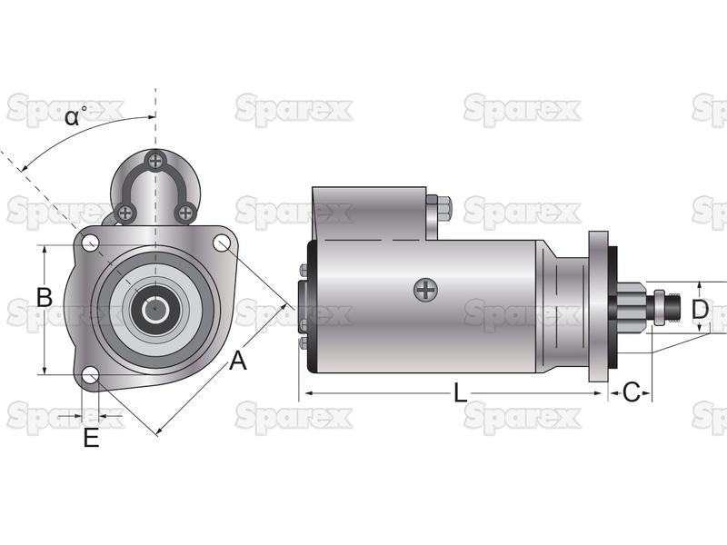 Motor de Arranque - 12V, 3.1Quilowatts (Sparex) (S.359881)