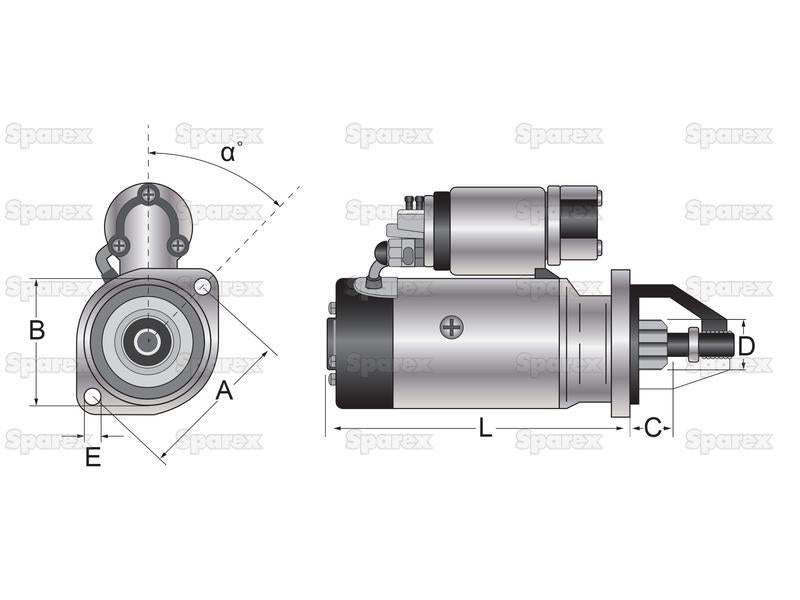 Motor de Arranque - 12V, 3.2Quilowatts, Engrenagem redutora (Mahle) (S.36196)