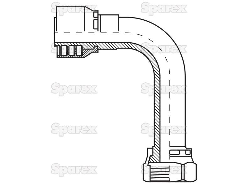 Parker ORFS Racord 1/4'' x 9/16'''' Fêmea 90° Swept Swivel (Extra Long) (S.3830904)