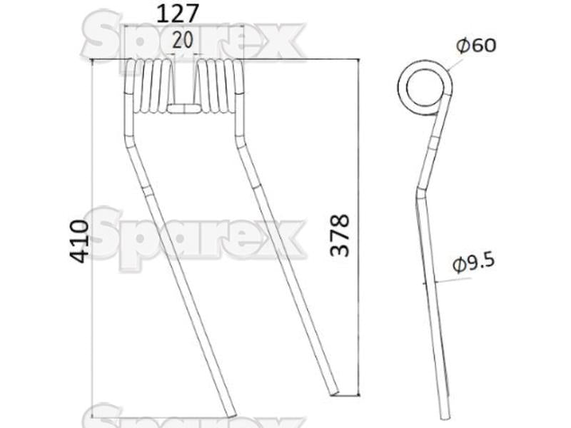 Mola - Esquerdo - Comprimento:410mm, Largura:127mm, Ø9.5mm - Acessorios para Galfre, Niemeyer Aplicavel em: 600057 (S.38388)