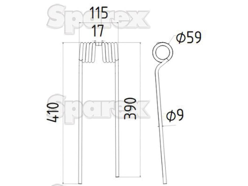 Mola - Esquerdo - Comprimento:410mm, Largura:115mm, Ø9mm - Acessorios para PZ, Vicon Aplicavel em: PZ339 (S.38426)