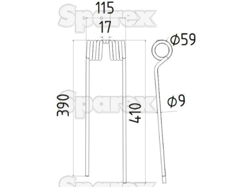 Mola - Direito - Comprimento:410mm, Largura:115mm, Ø9mm - Acessorios para PZ, Vicon Aplicavel em: PZ340 (S.38427)