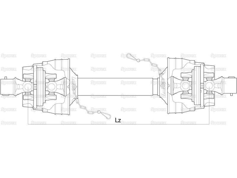 Transmissão Homocinética - dos dois lados, (Lz) Comprimento: 1010mm, 1 3/8 x 6 estrias 80° Homocinetica to 1 3/8 x 6 estrias 80° Homocinetica (S.39024)