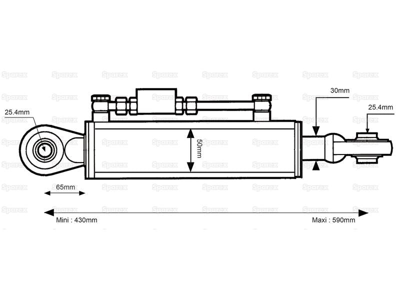 3ºs Pontos Hidraulicos (Cat.2/2) Olhal e Olhal, Diametro interno Cilindro: 50mm, Comprimento minimo : 430mm. (S.399251)