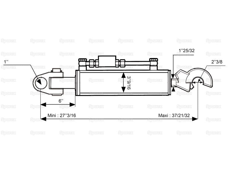 3ºs Pontos Hidraulicos (Cat.2/3) Articulação e Q.R CBM Gancho, Diametro interno Cilindro: 90mm, Comprimento minimo : 690mm. (S.399732)