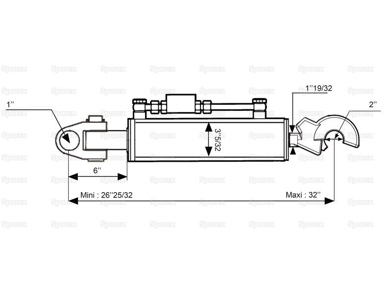 3ºs Pontos Hidraulicos (Cat.2/2) Articulação e Q.R CBM Gancho, Diametro interno Cilindro: 80mm, Comprimento minimo : 680mm. (S.399951)