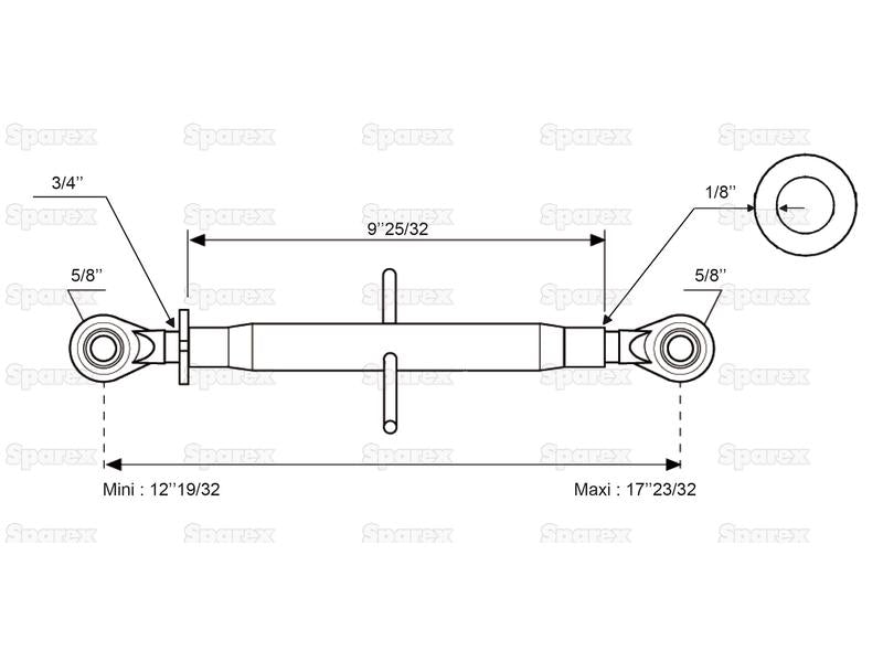 3º ponto (Cat.0/0) Olhal and Olhal, 3/4'', Comprimento minimo: 320mm. (S.4419)