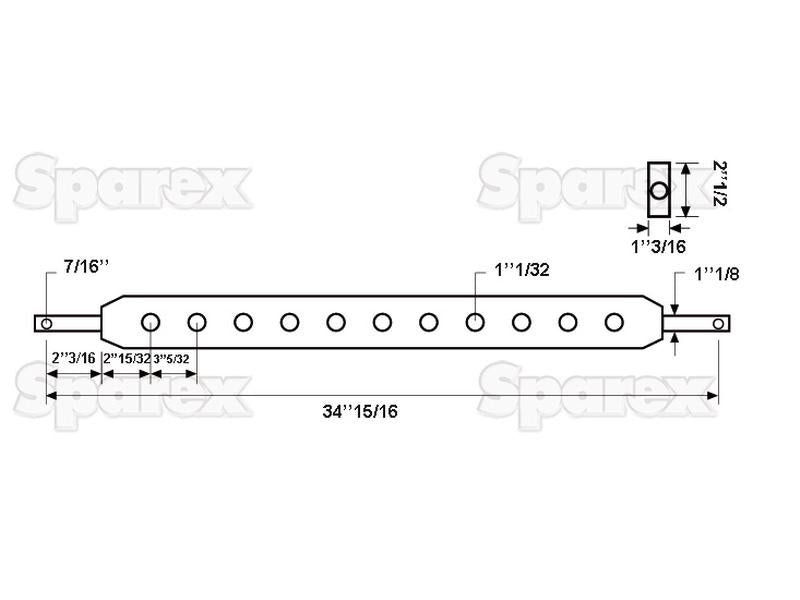 Barra estabilizadora (Cat. 2) Número de furos: 9, 887mm (S.49127)