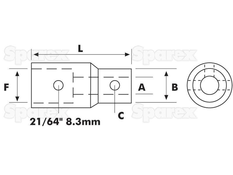 Adaptador PTO - Diametro Ø5/8'' x Estria Femea 1 3/8'' - 6 Com Grub Screw. (S.4981)