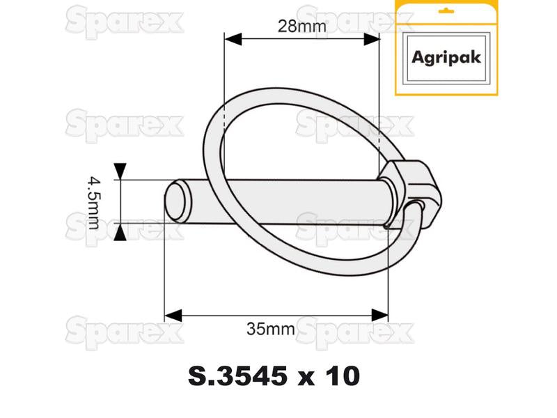 Cavilha de mola Ø4.5mm x 35mm (10 un Agripak) (S.5205)